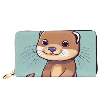 Imagem de XLLingL Carteiras de cartão de crédito impressas, bolsas longas de couro femininas, carteiras com zíper, carteira de viagem simples