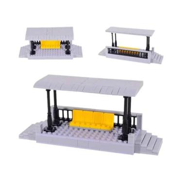 Imagem de Blocos De Montar De Trem Com Trilhos Retos E Curvos, Plataforma De Est