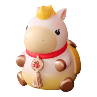 Imagem de Bothyi Estátua de Cavalo Ornamental de Mesa, Cofrinho em Forma de Porquinho, Escultura de Animal para Mesa, Lareira, Prateleira, Presente de Ano, Amarelo Grande