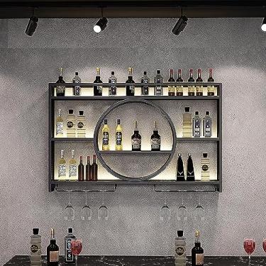 Imagem de Rack de vinho de metal montado na parede - Unidade de bar doméstico elegante e funcional, suporte de copo de taça de champanhe para restaurante, cozinha e bar - Rack de exibição de vinho moderno para