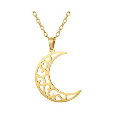 Imagem de Colar Feminino De Aço Inoxidável Com Pingente De Lua, Estrela, Violino