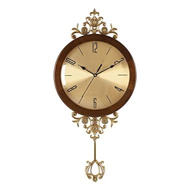 Imagem de Relógio de parede vintage para sala de estar quarto silencioso relógio de parede com pêndulo grande de 50 cm operado por bateria - Movimento silencioso simples
