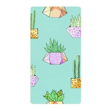Imagem de xigua Lençol de berço colorido de cactos e suculentas de algodão para meninas e meninos, lençol de berço macio e respirável, adequado para berço padrão e cama de criança pequena