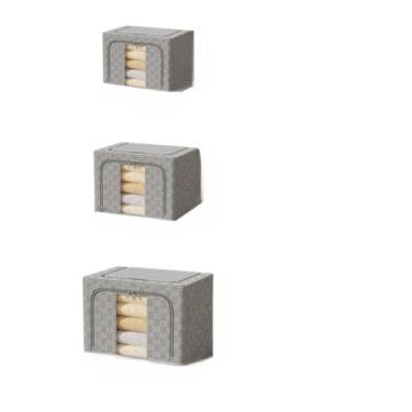 Imagem de Caixa Organizadora Roupas Brinquedos Lençol Edredom Guarda Roupa Dobrável Visor Transparente(xadrez PMG)