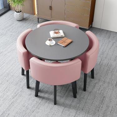 Imagem de Conjunto de mesa de jantar para 4, mesa de jantar redonda e conjunto de cadeiras, mesa de conferência recepção e cadeiras, mesa de cozinha com 1 mesa e 4 cadeiras, para sala de estar e varanda de