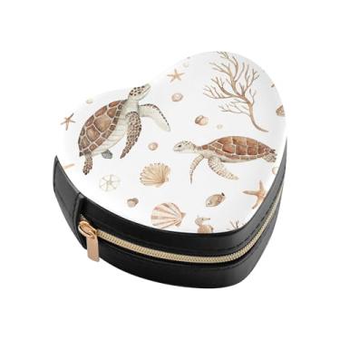 Imagem de Burbuja Mini caixa de joias em forma de coração de tartaruga oceânica para mulheres e meninas, estojo portátil organizador de armazenamento para brincos, anéis, colares e pulseiras