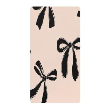 Imagem de Blueangle Lençol de berço padrão para berço infantil - Lençóis de algodão macio e respirável com laço preto (312)