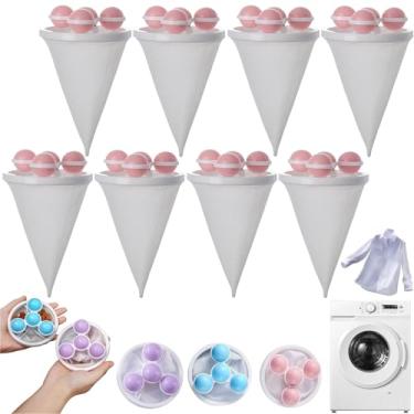 Imagem de Bolas de filtro de máquina de lavar, bolas de lavanderia reutilizáveis com sacos de malha flutuantes removem eficazmente pelos de animais de estimação, fiapos e penugem, bolas de lavanderia (8 peças-B