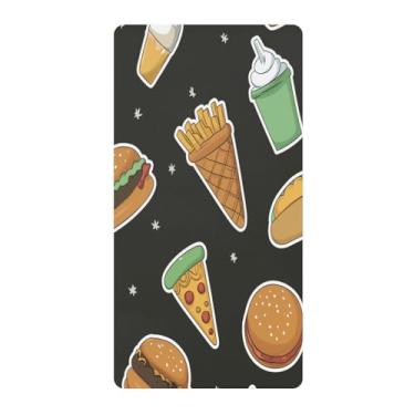 Imagem de Blueangle Lençol de berço padrão para berço infantil - Lençóis de algodão macio e respirável com adesivos de fast food (630)