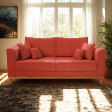 Imagem de Sofá 3 Lugares Beny Para Sala de Estar Recepção Clinica Suede Vermelho