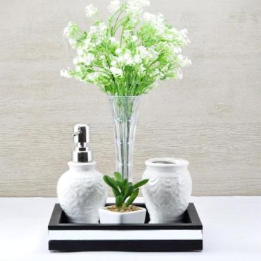 Imagem de Bandeja -P CLÁSSICA- Lavabo Banheiro Espelhada Pés Silicone Madeira co