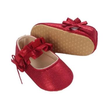 Imagem de Sapatos De Bebê Com Sola De Tecido Antiderrapante Vermelha Para 0-1 An