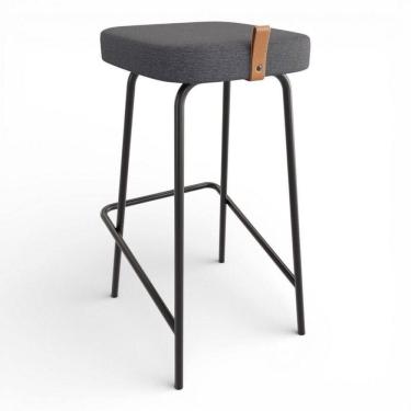 Imagem de Banqueta Alta Cozinha E área Gourmet Vik Estofada Linho Grafite - Desk Design