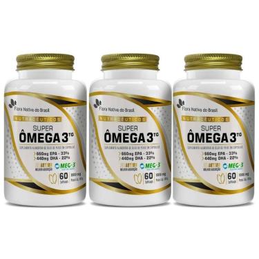 Imagem de Kit Com 03 - Super Ômega 3 (MEG-3) 33EPA/22DHA 1000mg 60 SoftCaps Flora Nativa do Brasil-Unissex