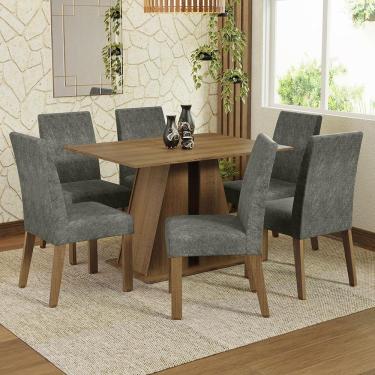 Imagem de Conjunto Sala De Jantar Mesa Tampo De Madeira 6 Cadeiras Rustic/silver Cheryl Madesa Rustic/silver