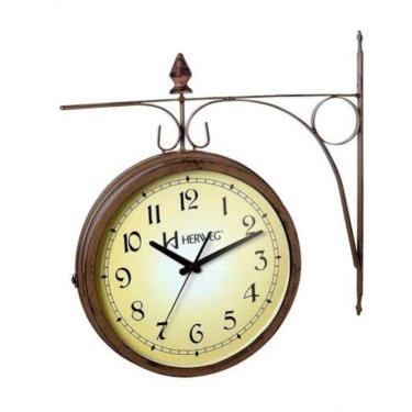 Imagem de Relógio Parede Herweg 6358 Retrô Dupla Face Tipo Estação Natural Único