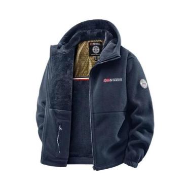 Imagem de Jaqueta De Inverno Masculina Em Fleece, Acolchoada, Com Capuz, Quente,