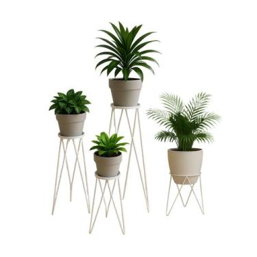 Imagem de Kit 4 Suportes Tripé de Chão para Vaso de Plantas Piso Interno ou Exte