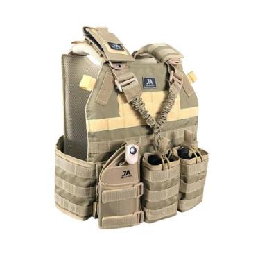 Imagem de Colete Tático Modular Plate Carrier 5 Acessórios - JA Rio Militar, Tan