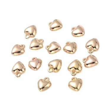 Imagem de Pingentes De Coração Dourados 50un. 6-18mm Contas Espaçadoras De Plást