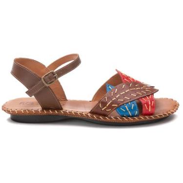 Imagem de Sandalia Rasteira Flores Feminina Chinela Sem Salto Marrom - Flor D`Co