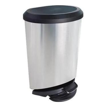 Imagem de Lixeira Plástica 20 Litros Com Pedal Imita Inox Label - Congratulation