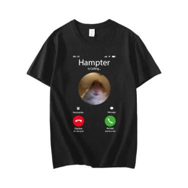 Imagem de Camiseta Unissex Oversized Streetwear Com Estampa De Hamster Meme E Câ
