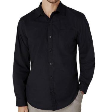 Imagem de Camisa Básica Slim Manga Longa Masculina Hering - K4AN, Preto, XG