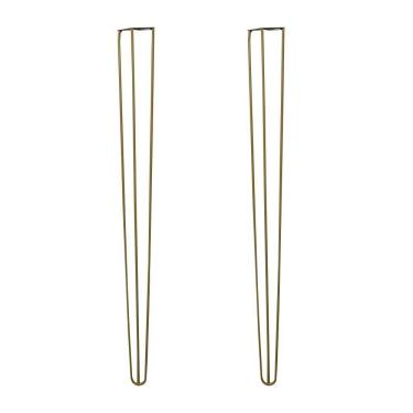 Imagem de Kit 2 Pés para Móvel G41 Hairpin Legs de Metal 90cm Dourado para Aparador e Mesa de Canto Gran Belo