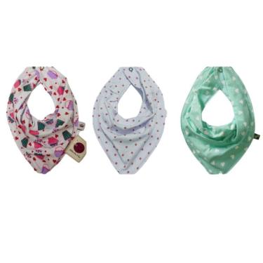 Imagem de Kit 25 Babadores Bandana Bebê 100% Algodão com Forro Interno Colorido