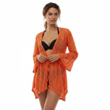 Imagem de Saída De Praia/ Kimono Em Arrastão Com Pontas Moda Verão - Corpo Doura