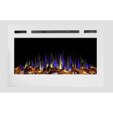 Imagem de Lareira Elétrica 36 Polegadas Branca Chaleur Glass 90cm 1500W com Cont