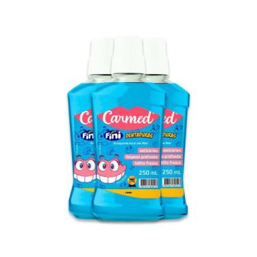 Imagem de Kit 3 Carmed Enxaguante Bucal Flúor Cimed Fini Dentaduras 250ml