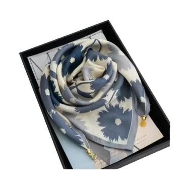 Imagem de Lenço De Seda Luxuoso Feminino Com Fivela Magnética, Estampado, Quadra