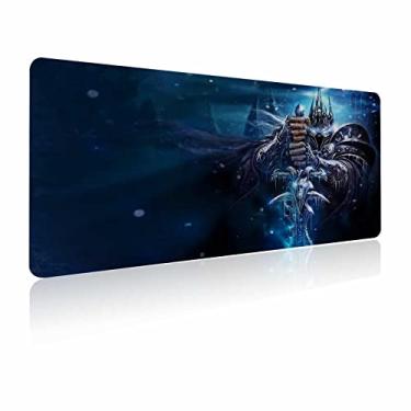 Imagem de Tapete de mouse XXL Lich King, tapete de mesa extragrande para laptop, base de borracha antiderrapante, bordas costuradas, tecido liso, teclado de computador e mouse pads 81,5 x 15,7 cm