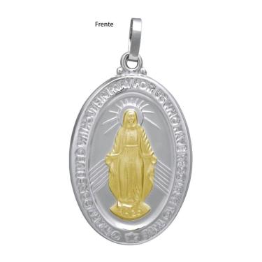 Imagem de Pingente Aço Milagrosa Oval 70x44mm com Ouro