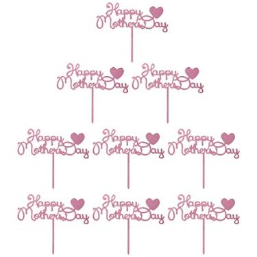 Imagem de 10 peças de topos de bolo de acrílico para Dia das Mães Decoração de bolo de aniversário - Ouro rosa