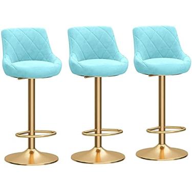 Imagem de Banco De Bar, Banco De Pequeno-almoço Ajustável, Banco De Bar Com Balcão Giratório Mecânico De Altura, Banco De Bar Para Cozinha/Sala De Jantar/Estar Cadeira De Veludo Banco De Pequeno-almoço