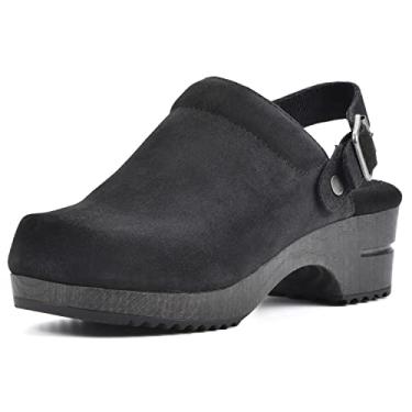 Imagem de WHITE MOUNTAIN Shoes Being Leather Footbeds Clog, Preto/Camurça, 35