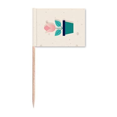 Imagem de Vectorgráfico de flores rosa pequenas bandeiras de palito de dente marcador decoração de festa