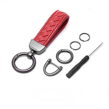 Imagem de YJADHU 4 botões masculino feminino chaveiro capa de chave de carro, apto para Renault Duster Captur Logan Megane 1 2 3 Koleos Scenic, chaveiro vermelho