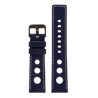 Imagem de Pulseira de rel gio de libera o r pida Rally de borracha de silicone StrapsCo - Escolha sua cor - 18 mm, 20 mm, 22 mm, 24 mm, Blue & White (Black Buckle), 20mm