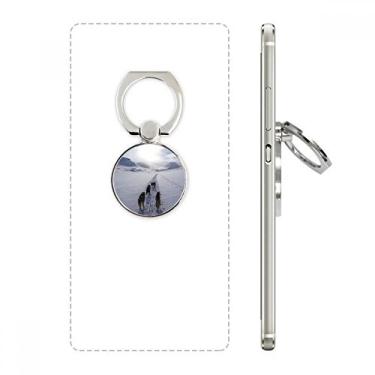 Imagem de Suporte de argola ajustável para celular com imagem Husky Dog Animal Snow