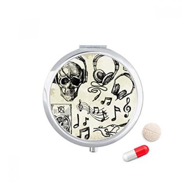 Imagem de Estojo de comprimidos com estampa de instrumento musical de caveira, caixa de armazenamento de medicamentos, dispensador de recipiente