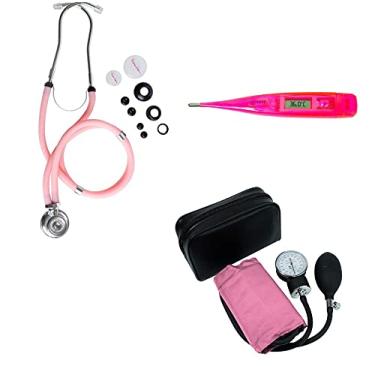 Imagem de Kit Academico Esfigmomanometro + Estetoscopio + Termometro (Rosa)