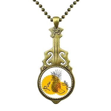 Imagem de DIYthinker Colar de abacaxi amarelo com desenho de fruta, joia antiga com pingente de música de guitarra