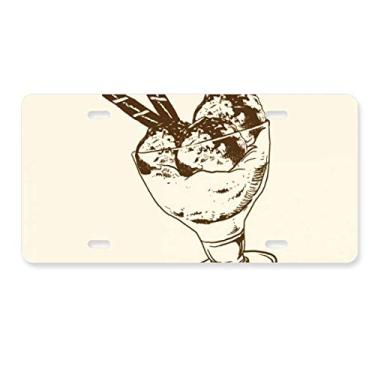 Imagem de DIYthinker Barra de chocolate marrom bola de sorvete placa de carro decoração de aço inoxidável acessório