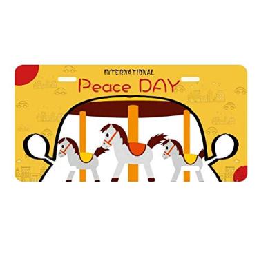 Imagem de DIYthinker Placa de carro com ilustração de carrossel colorida para parque de diversões, decoração de carro, dia da paz
