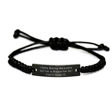 Imagem de Special Reporter Gifts, I Hate Being Awesome but I'm a Reporter So I Can't Help It, Bracelete de corda preta sarcasmo para amigos de colegas de trabalho