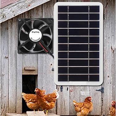 Imagem de Ventilador de painel solar portátil ventilador 150w exaustores exaustor de ar ao ar livre para estufa casa de galinha acampamento caravana iate resfriamento, preto, 120 * 120 * 45 mm